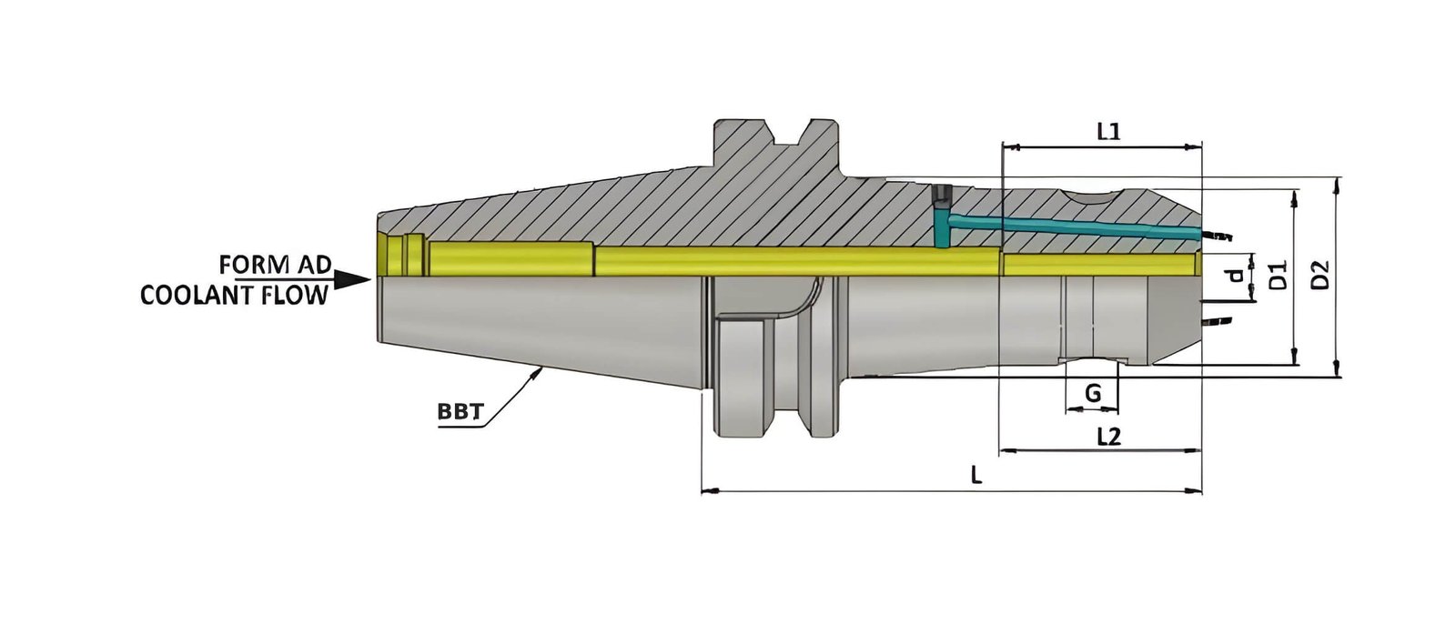BBT50 WE18 160 Weldon Type Holder With Face Coolant Channel (FCC) AD+B/2.5G 25000SL